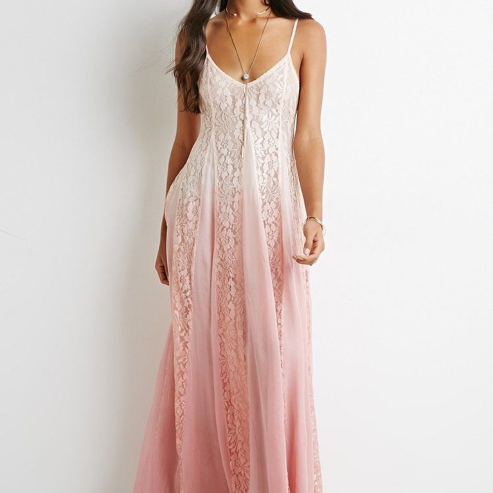 Forever 21Boho Pink Ombre Lace Maxi Dress